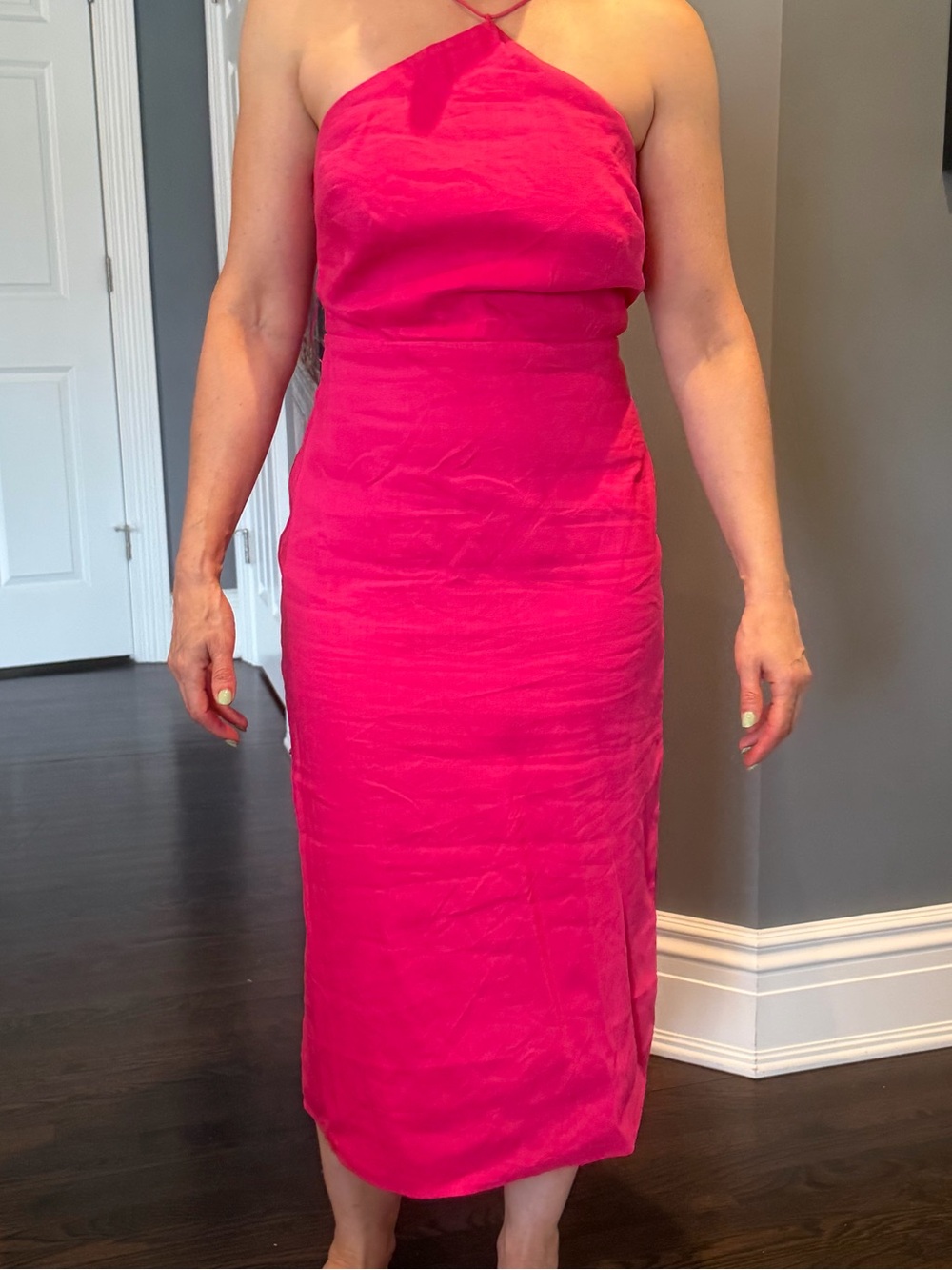 Milly Hot Pink Halter Midi Dress